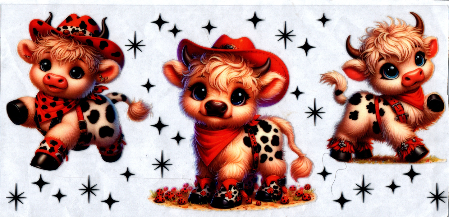 16 oz Country Cows with black stars and red hats 161