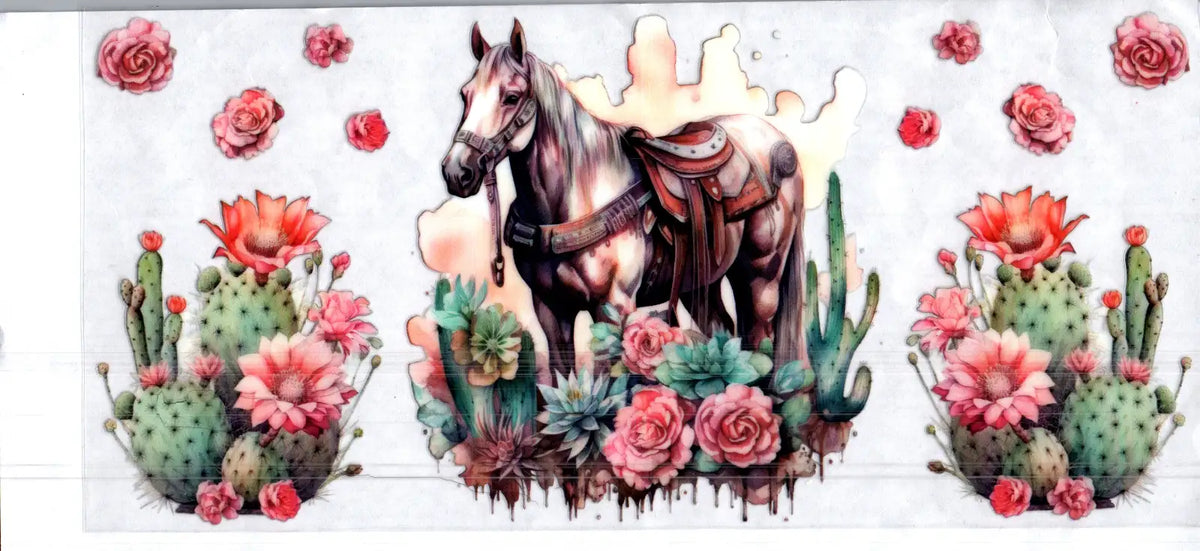 16 oz 3 saddled horse in cactus misc 161