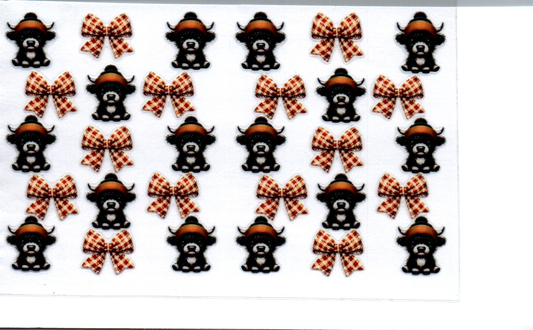 Black Highland Cows w/bows Spray Bottle Wrap 16