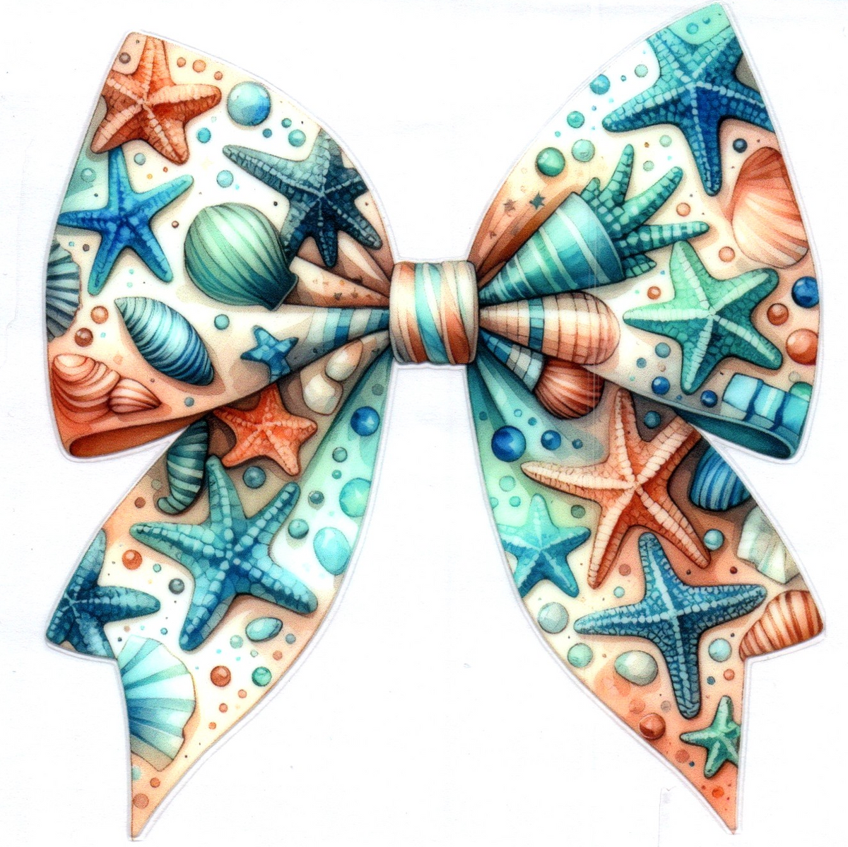 Bow w/starfish & shells Single Decal 16