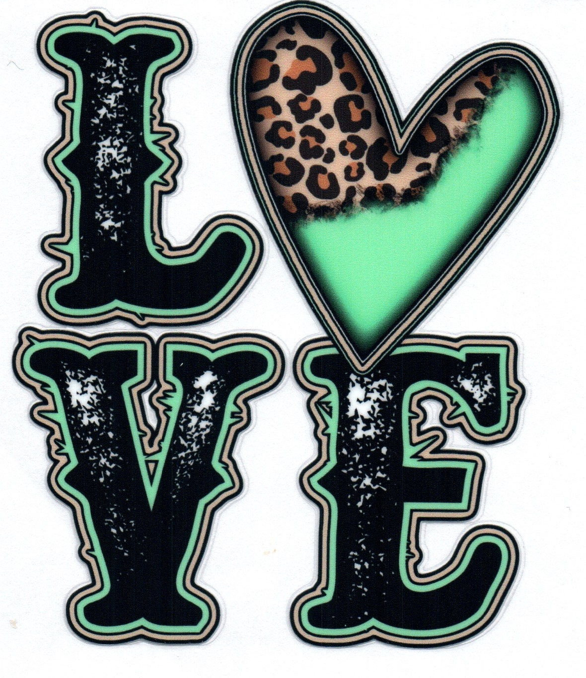 Teal & Leopard LOVE Single Decal 16