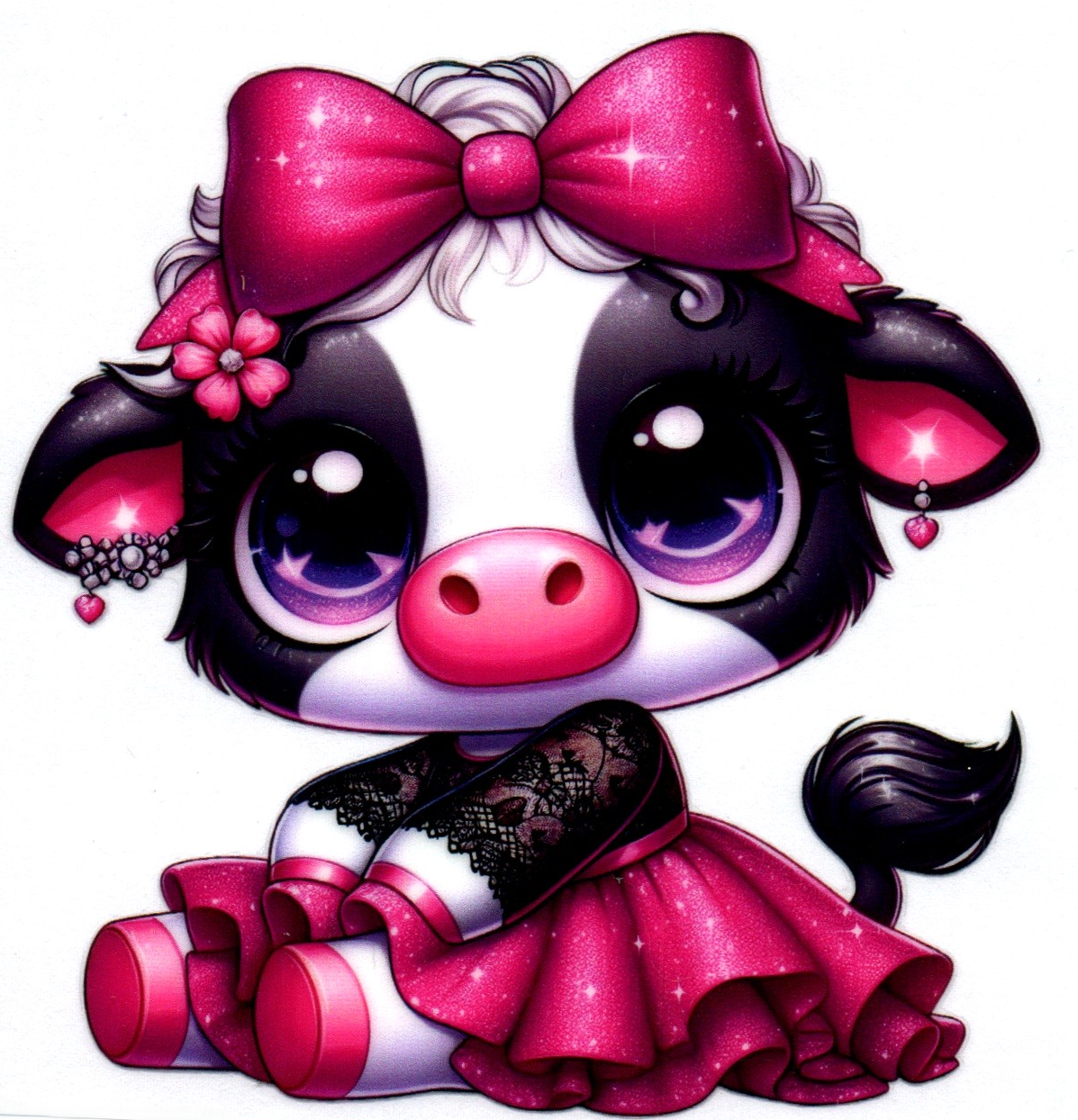 Cow in pink dress Misc. Single Decal 16