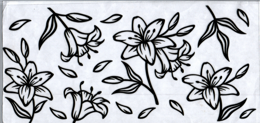 16oz Black Outline Flowers 164