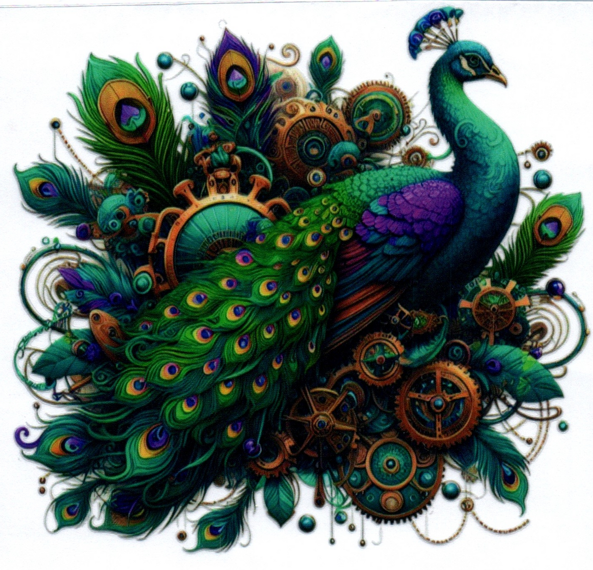 Steam Punk Peacock 16 Single Decal