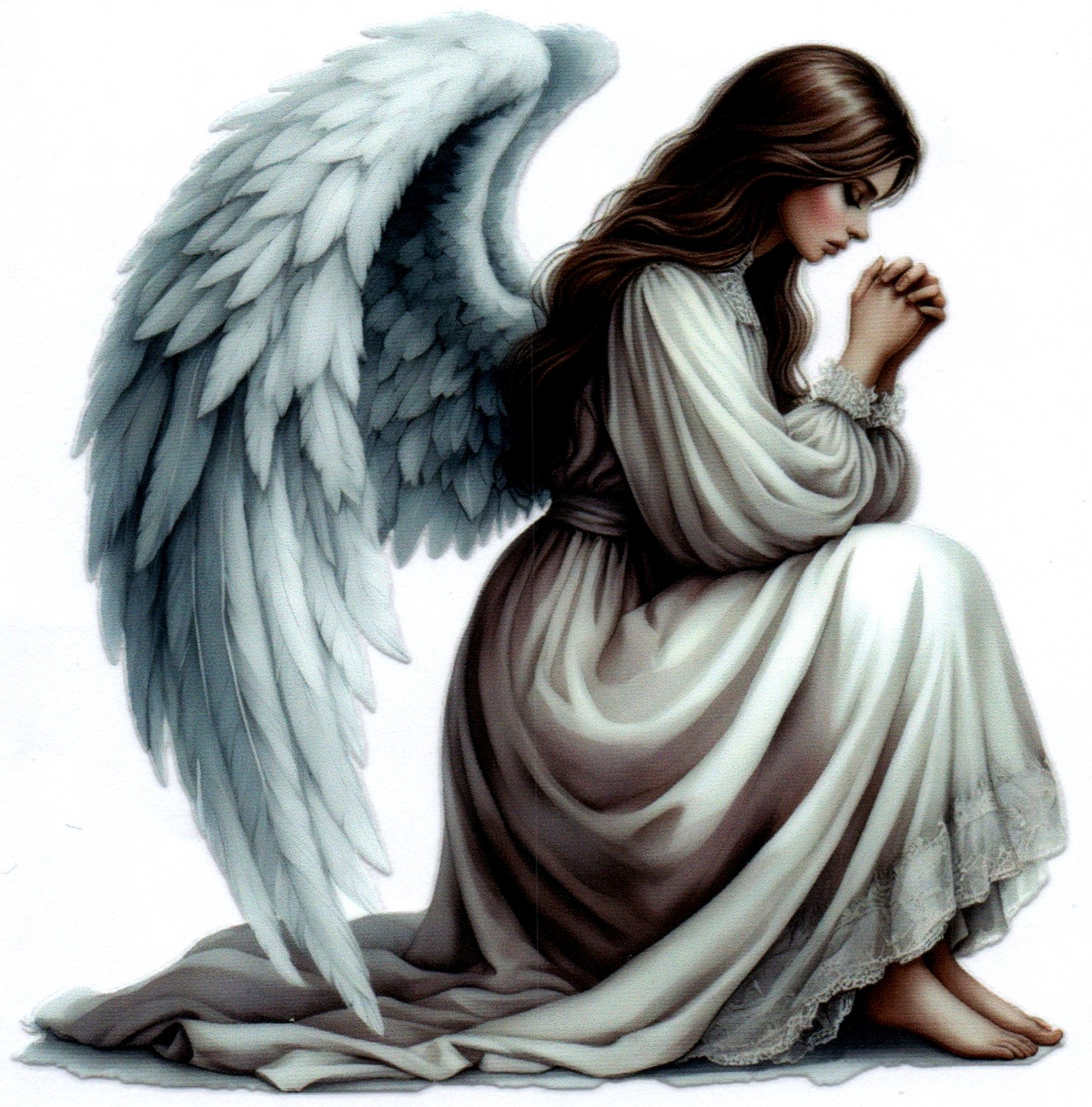 Angel praying right facing Single Decal 16