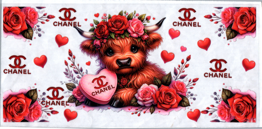 16 oz C/C red flowers cow 168
