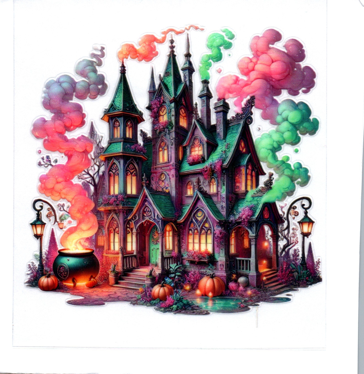 colored smoke gothic house Single Decal 168