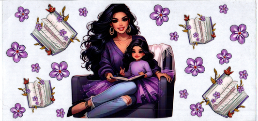 16oz Mom & Daughter reading a book Purple
