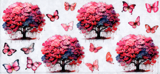 16oz Pink Tree Of Life Butterflies Flowers 17