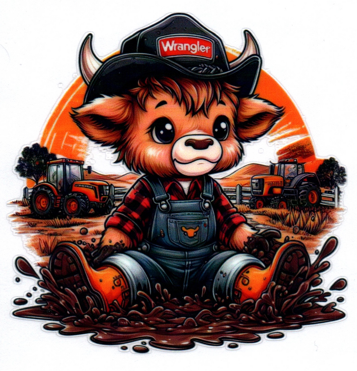 Boy Cow in mud Misc. Single Decal 17