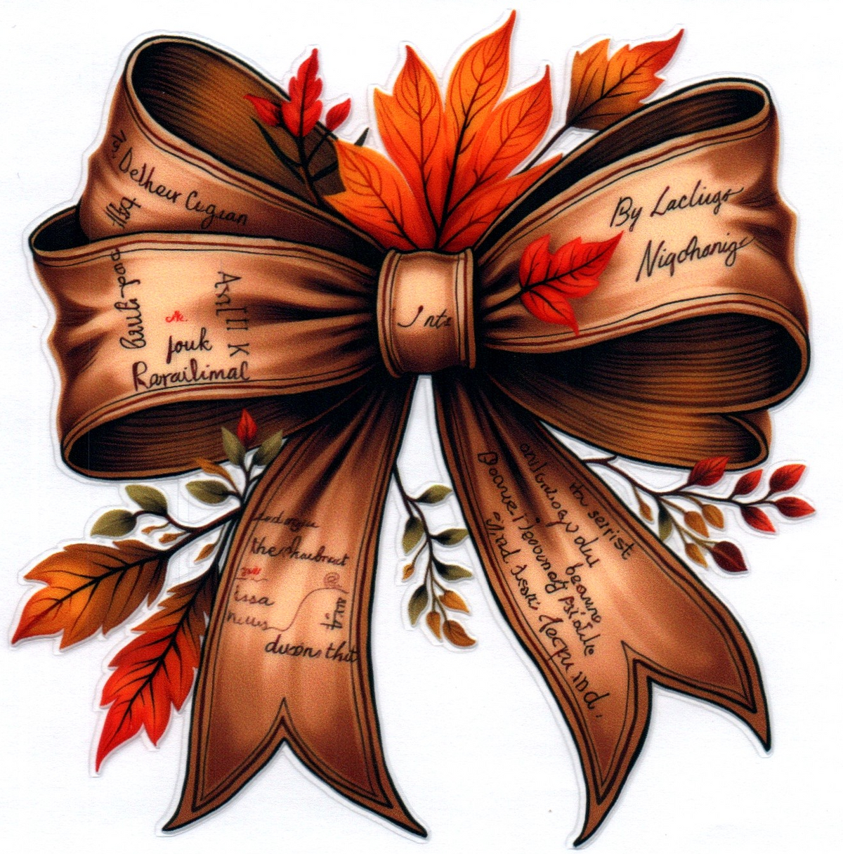Gold Bow w/writing Single Decal 17