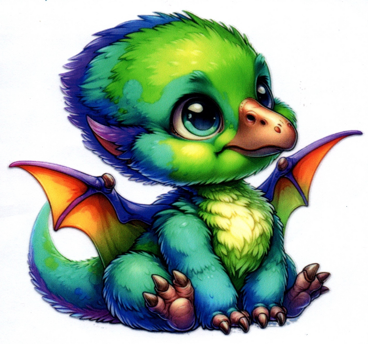 baby dragon w/orange,yellow wings Single Decal 17