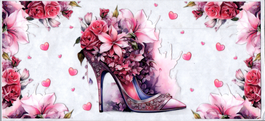 16oz Pink High Heels w/Flowers 175