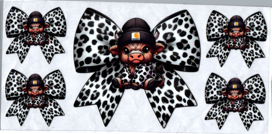 16 oz b/g/w spotted bow with cow 176