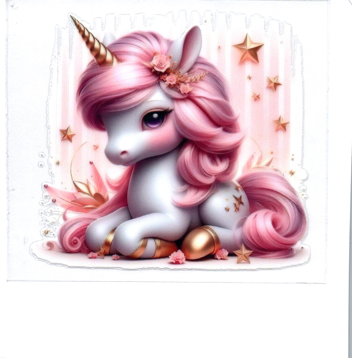 pink with gold unicorn Single Decal 176