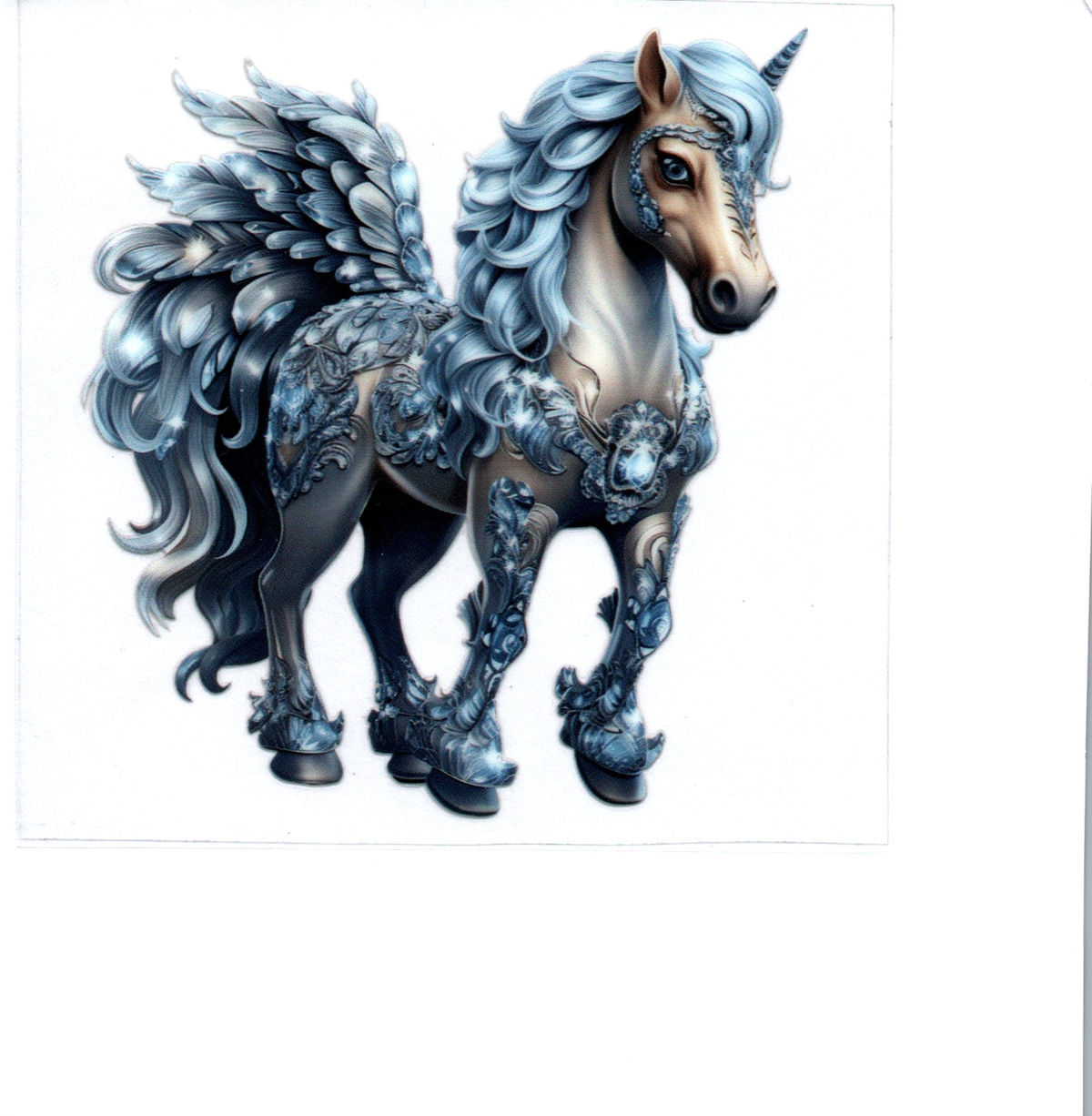 silver armor trimmed gold unicorn Single Decal 177