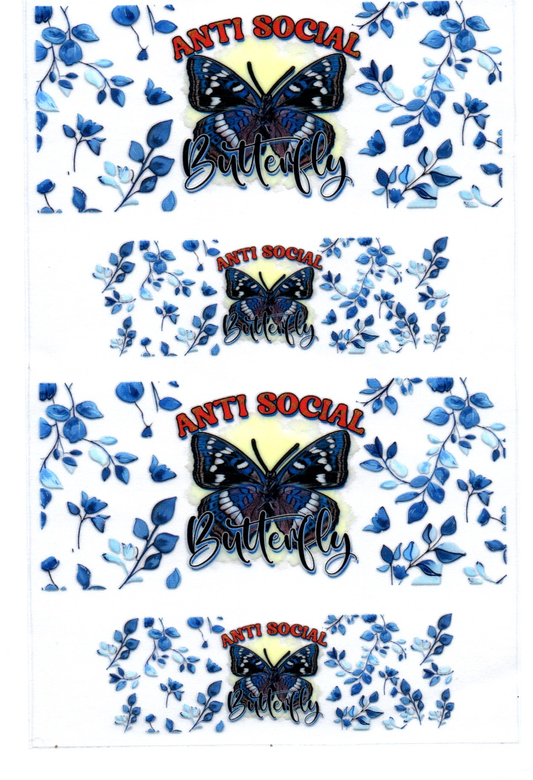 Anti Social Butterfly Key Chain Wrap Double 1178
