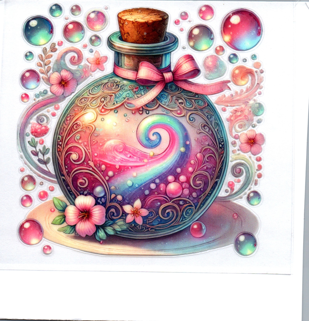 pink swirled jar bubbles Single Decal 178