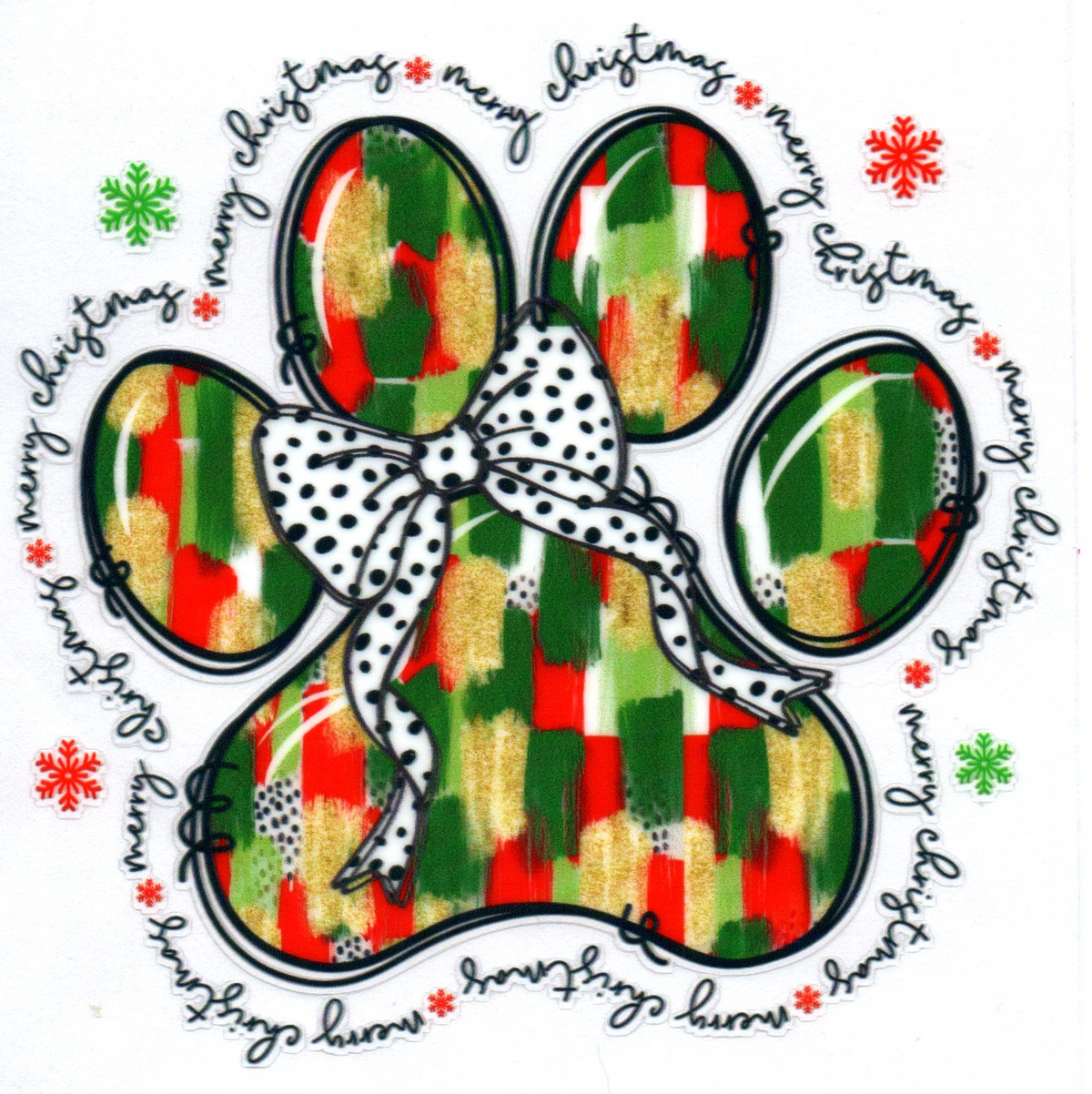 Merry Christmas Paw Print Christmas Single Decal