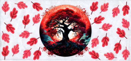 16oz Tree Of Life Red Leaves Flowers 18