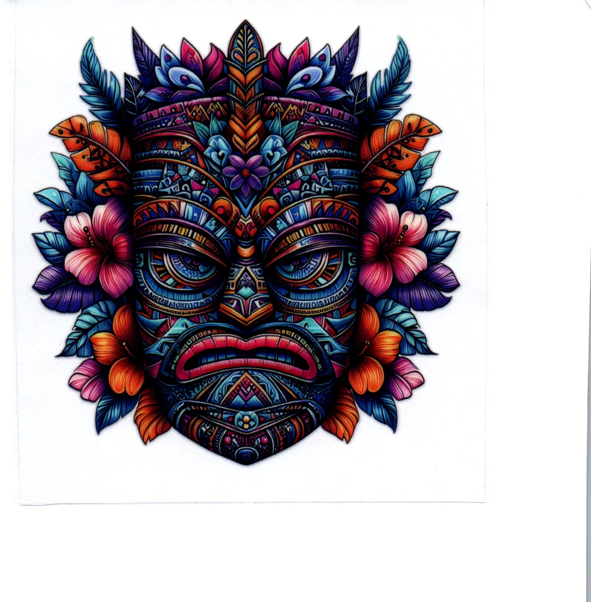 totem mask flowers feathers Single Decal 180