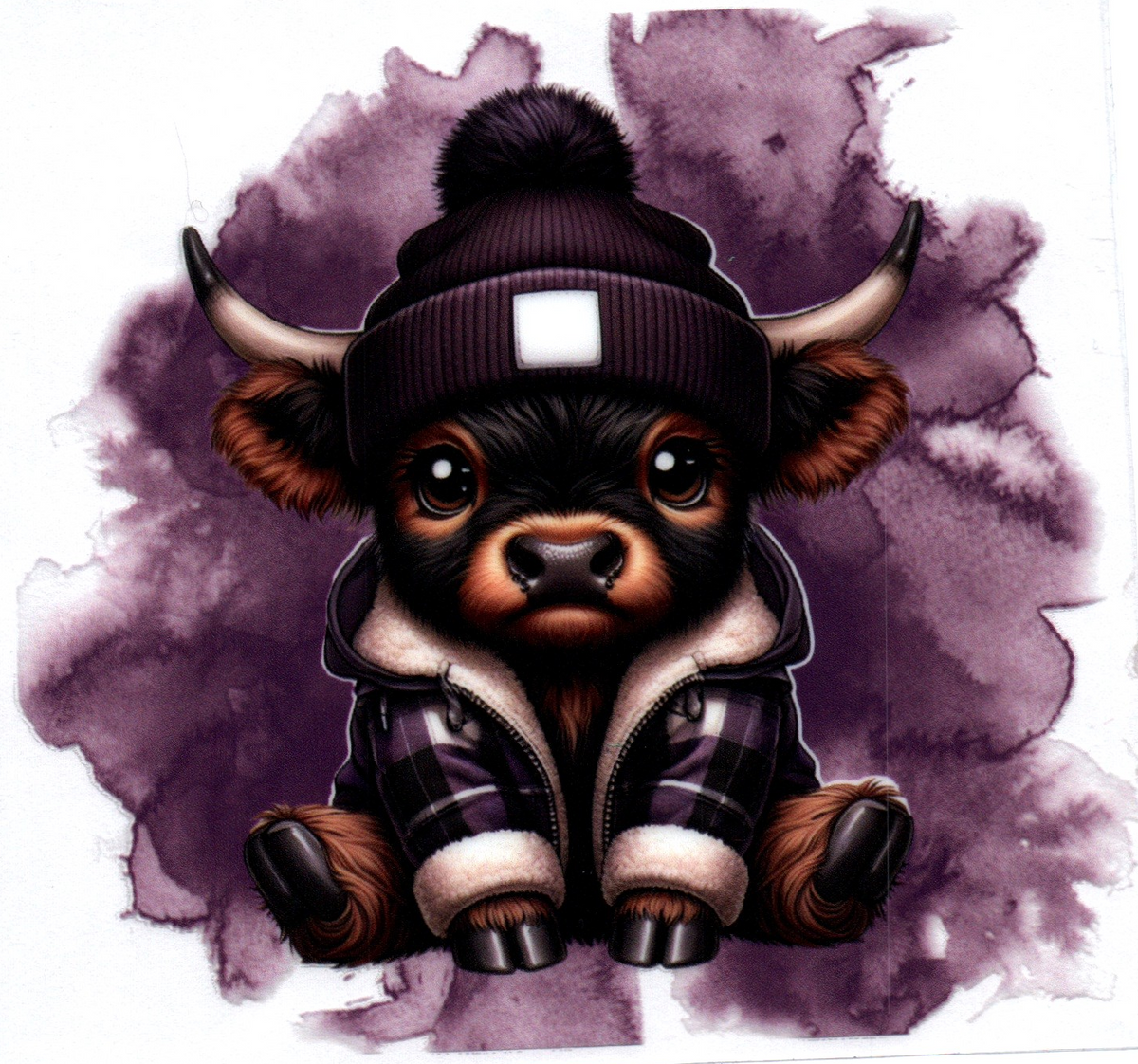 Cow in Black flannel w/purple color splash Misc. Single Decal 18