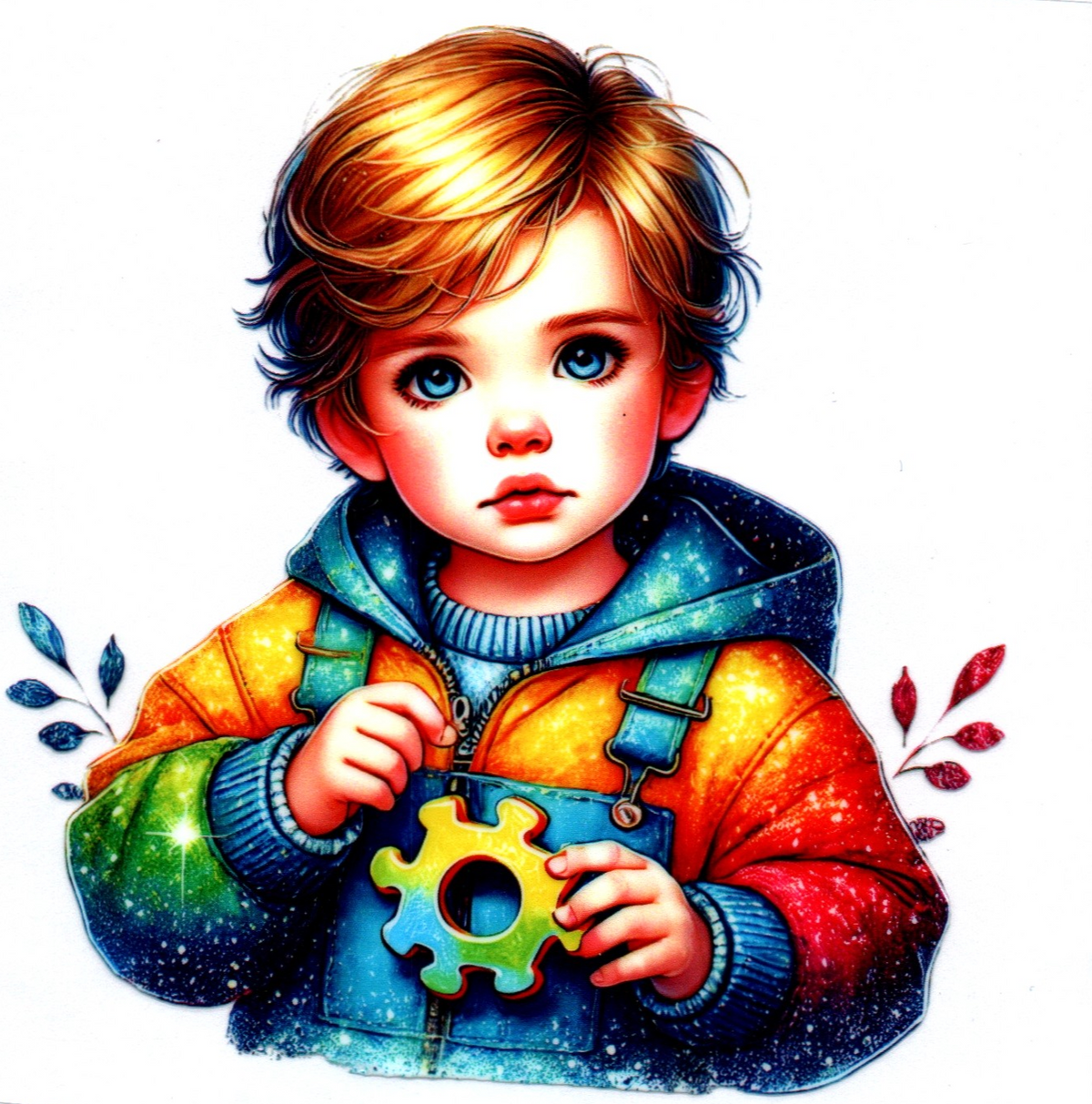 Boy holding puzzle piece 1 Autism Single Decal 18