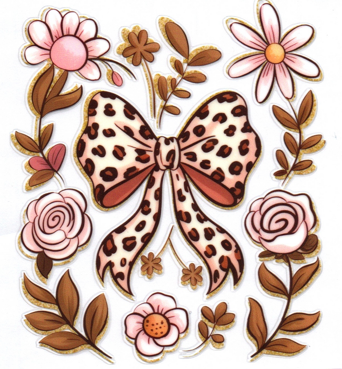 Spotted Bow w/flowers Single Decal 31