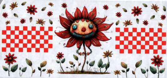 16oz Darby's Happy Flower Red Checkered 190