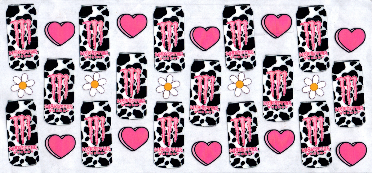 16oz cow print pink monster energy 198
