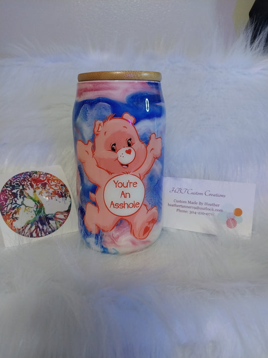 12oz Swear Bear Your An A$$hole Glass Custom Tumbler