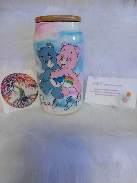 12 Oz Swear Bear Smile Glass Tumbler