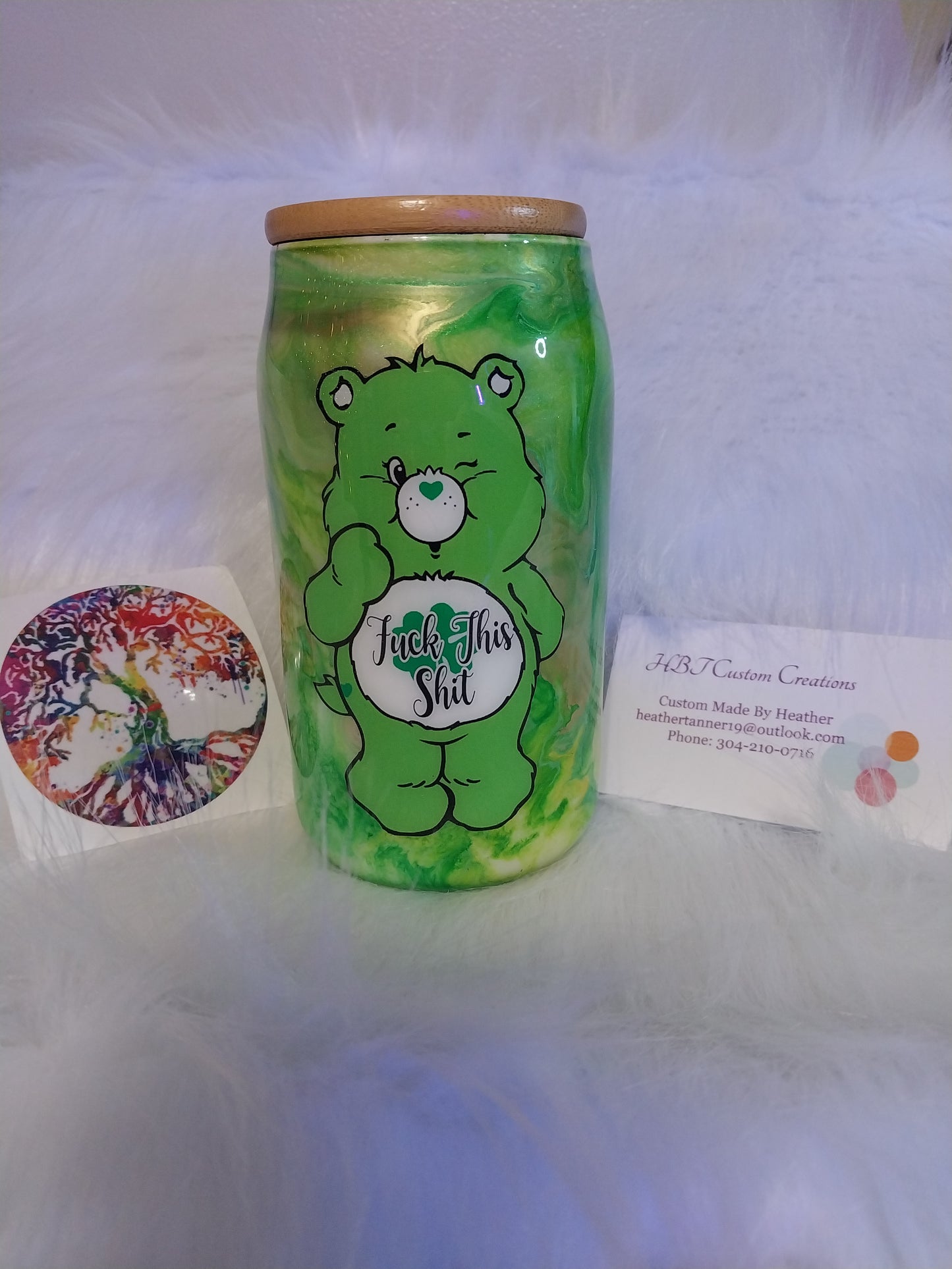 12 Oz Swear Bear F#ck this Shit Glass Tumbler GLOWS