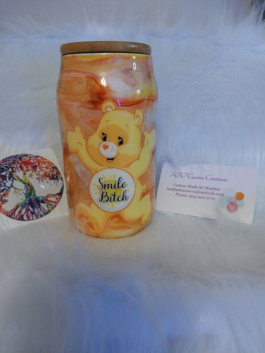 12 Oz Swear Bear Smile B*the Glass Tumbler