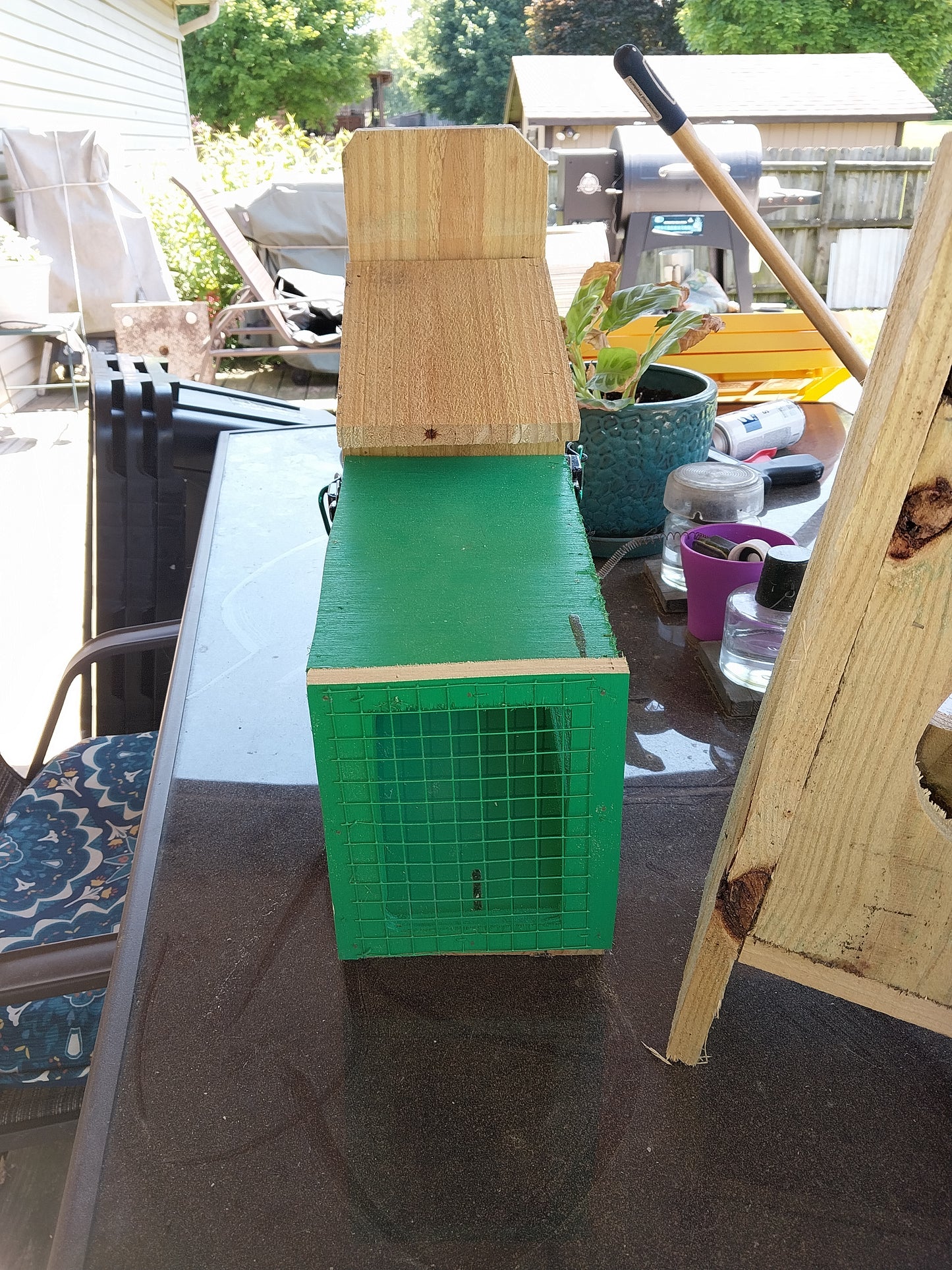 Wooden Squirrel Feedsr with Cage
