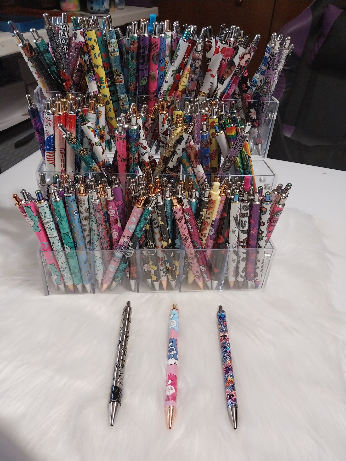 Gel and Ballpoint Pens with Decals NO BEADS