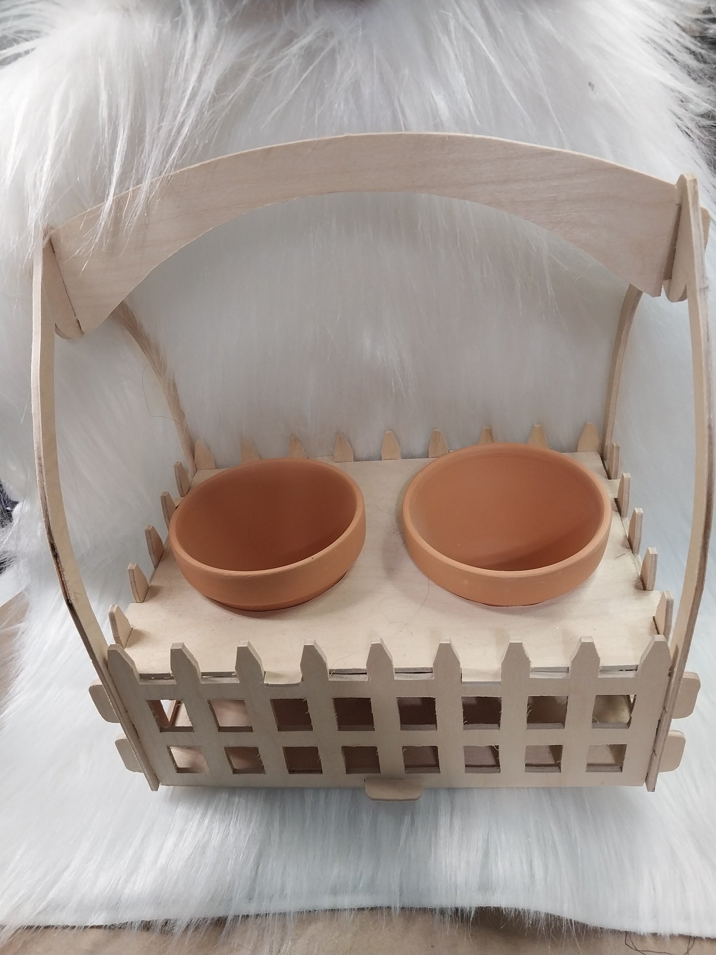 Handmade basket with small Terra cotta pots