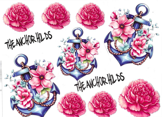Anchors & Pink Flowers Element