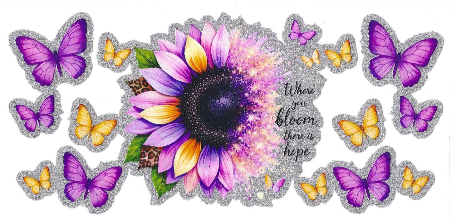 Bloom Purple Sunflower 16oz Glitter