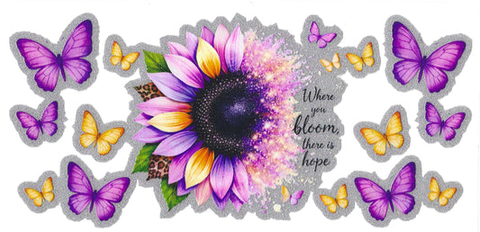 Bloom Purple Sunflower 16oz Glitter