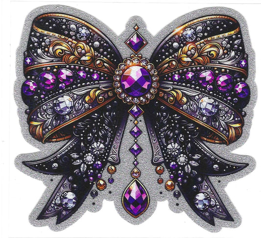 Purple Rhinestone Bow Glitter Decal
