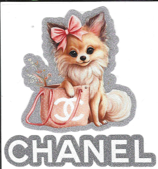 Pink C-C Dog Glitter Decal