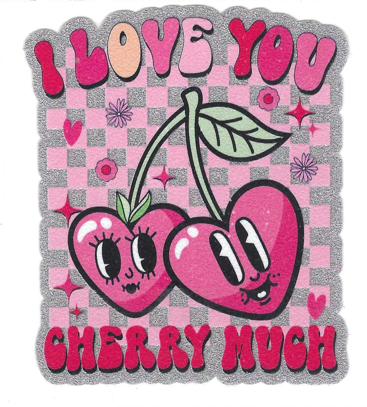 I Love You Cherry Much Glitter Decal