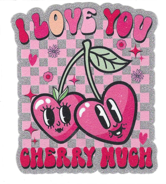 I Love You Cherry Much Glitter Decal