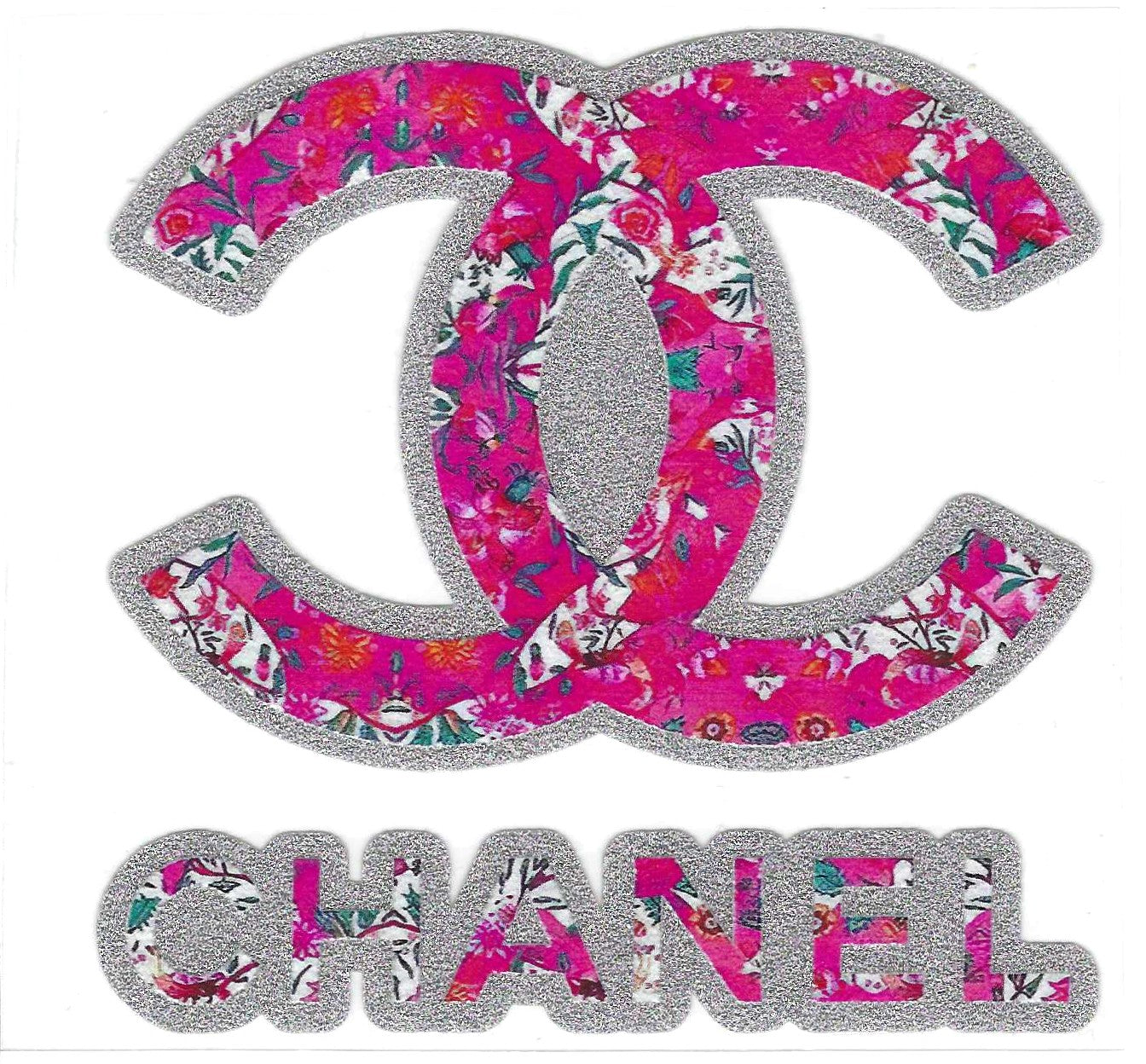 Pink flower C-C Glitter Decal
