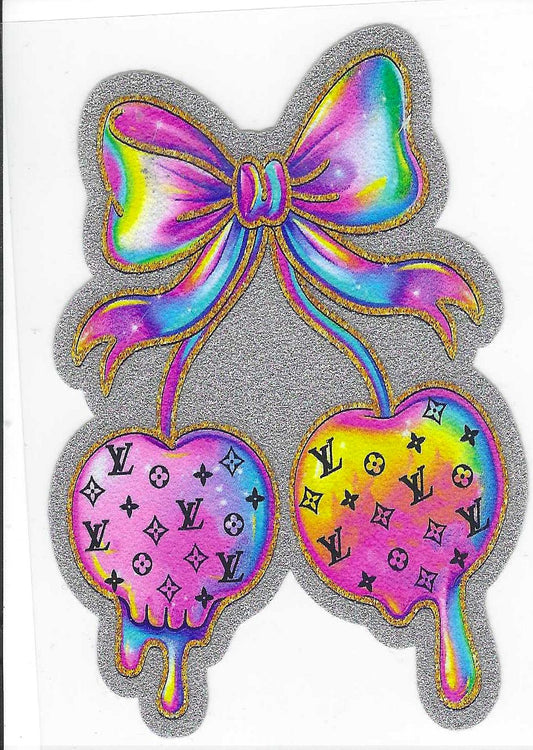 L-V Rainbow Cherry Glitter Decal