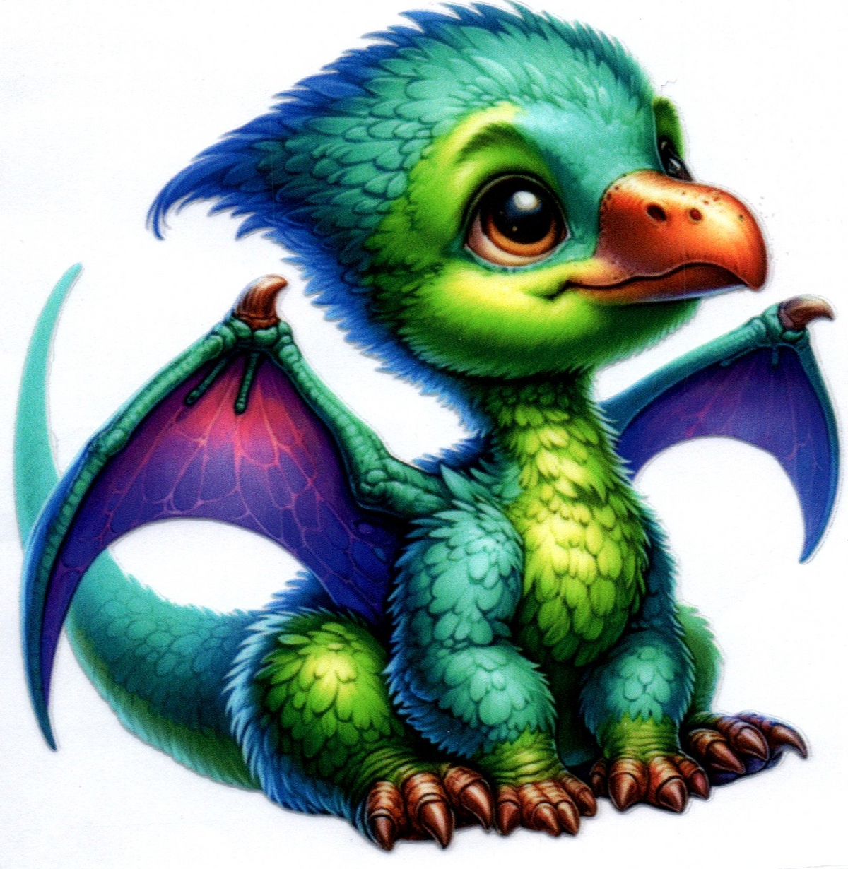 Green baby dragon w/bluish wings Single Decal 20