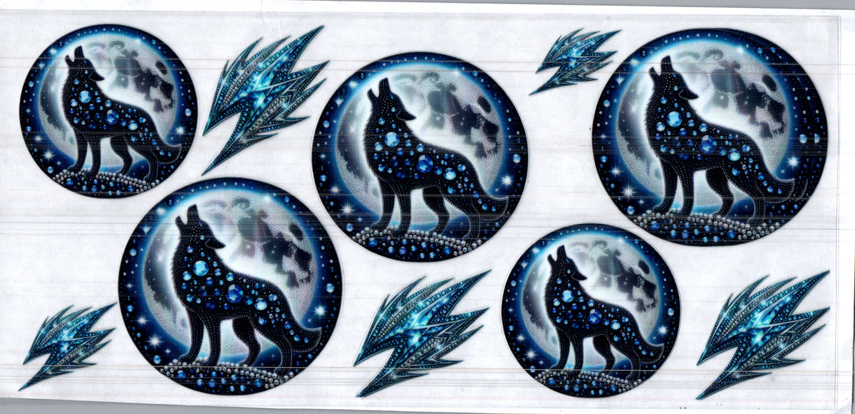 16 oz howling rhinestone wolves assorted 208