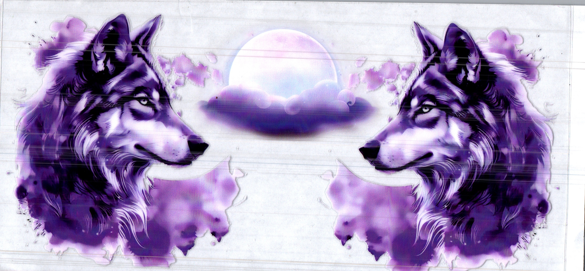 16 oz purple wolves facing assorted 209