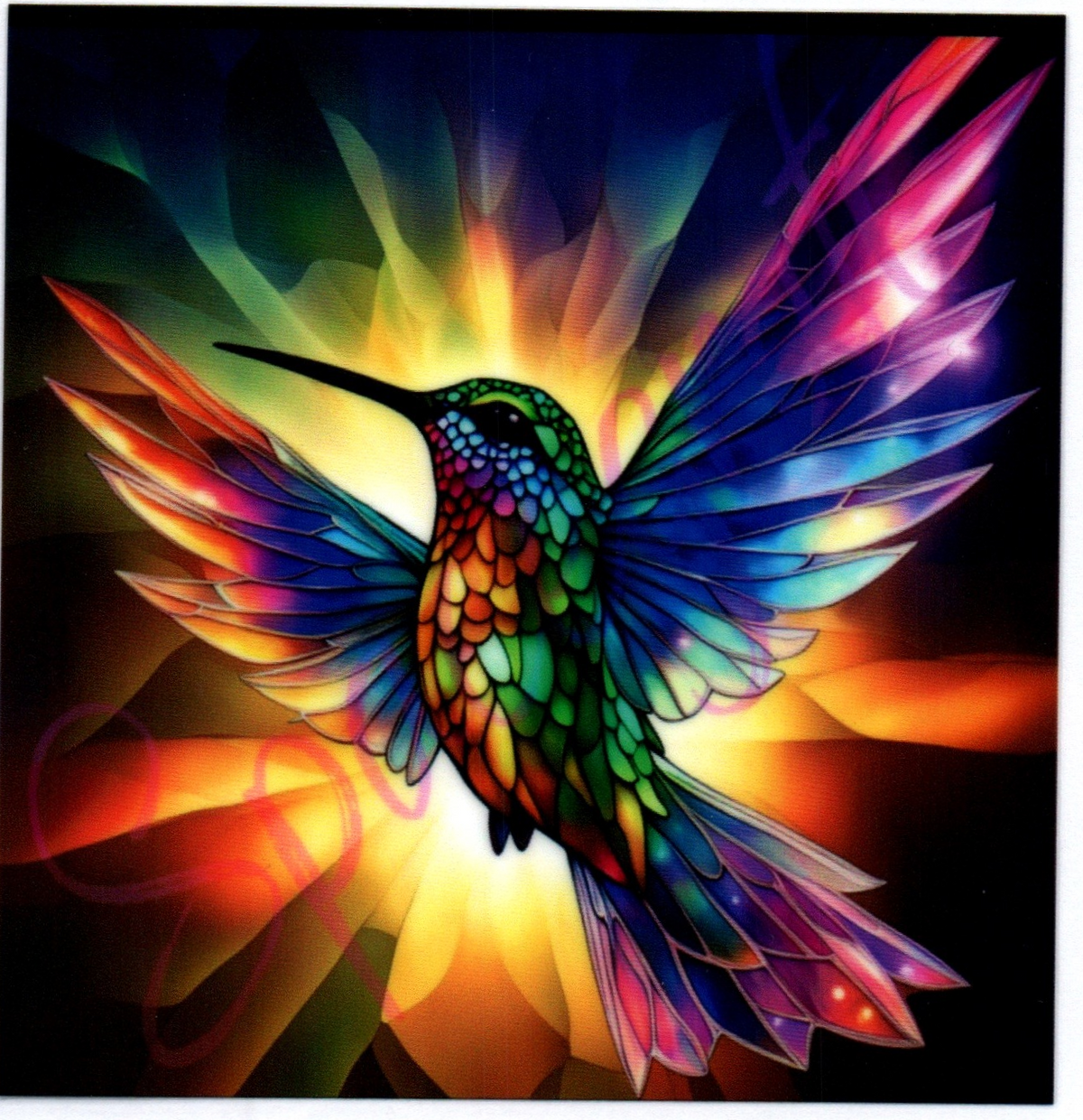 Colored stained-glass hummingbird 2 Single Decal